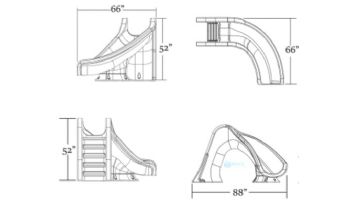 Global Pool Products Splash Swimming Pool Slide | Right Turn | Gray | GPPSSP-GREY-R