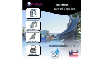 Global Pool Products Tidal Wave Slide with LED Light | Right Turn | Sandstone | GPPSTW-SAND-R-LED