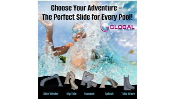 Global Pool Products Tidal Wave Slide with LED Light | Right Turn | Sandstone | GPPSTW-SAND-R-LED