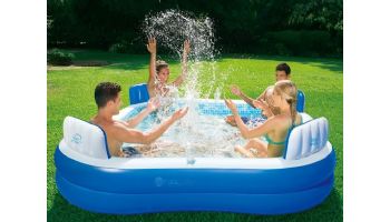 Blue Wave Premier Inflatable Family Swimming Pool with Cover | 8.75' x 8.75' Rectangular 26" Deep | NT6126