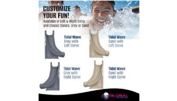Global Pool Products Tidal Wave Slide with LED Light | Left Turn | Sandstone | GPPSTW-SAND-L-LED
