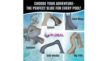 Global Pool Products Tidal Wave Slide with LED Light | Left Turn | Sandstone | GPPSTW-SAND-L-LED