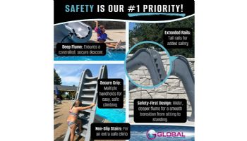 Global Pool Products Tsunami Swimming Pool Slide with LED Light | Sandstone | GPPSTS-SAND-LED