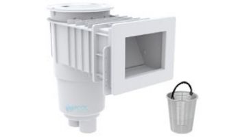 AquaStar Flow Star Standard Skimmer with Narrow 9" Deep Throat, Float Assembly, Basket, Lid and Adjustable Collar and 9" Ultra Basket for Vinyl | White | SKRVFL3N101-L