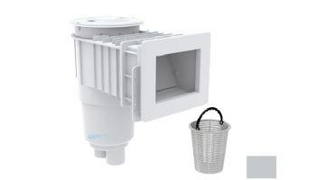 AquaStar Flow Star Standard Skimmer with Narrow 9" Deep Throat, Float Assembly, Basket, Lid and Adjustable Collar and 9" Ultra Basket for Vinyl | Light Gray | SKRVFL3N103-L