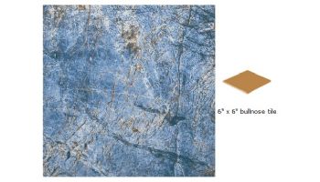 National Pool Tile Granito 6x6 Single Bullnose Tile | Bahia Blue | GRN-BAHIA SBN