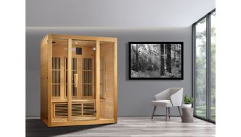 Golden Designs Maxxus Bellevue Edition 3-Person Low EMF FAR Infrared Carbon Sauna | Hemlock | MX-J306-01
