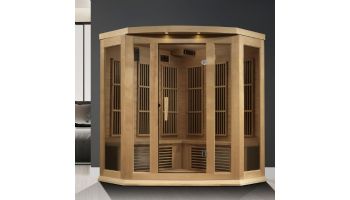 Golden Designs Maxxus Corner 3-Person Near Zero EMF FAR Infrared Carbon Sauna | Hemlock | MX-K356-01-ZF