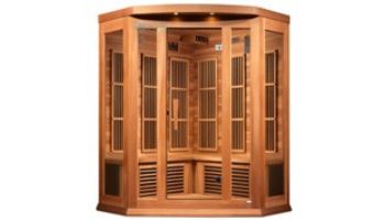 Golden Designs Maxxus Corner 3-Person Near Zero EMF FAR Infrared Carbon Sauna | Red Cedar | MX-K356-01-ZF CED