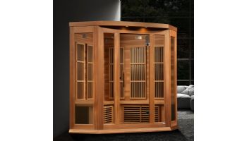 Golden Designs Maxxus Corner 3-Person Near Zero EMF FAR Infrared Carbon Sauna | Red Cedar | MX-K356-01-ZF CED