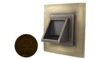 Black Oak Foundry Short Square Scupper with Square Backplate | Antique Brass / Bronze Finish | S56-AB | S69-Square-1-AB
