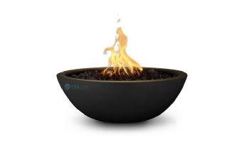 The Outdoor Plus 27" Sedona Concrete Fire Bowl | 12V Electronic Ignition - Natural Gas | Black | OPT-27RFOE12V-BLK-NG