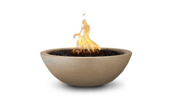 The Outdoor Plus 27" Sedona Concrete Fire Bowl | 12V Electronic Ignition - Natural Gas | Brown | OPT-27RFOE12V-BRW-NG