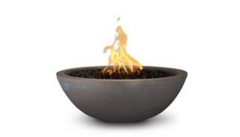 The Outdoor Plus 27" Sedona Concrete Fire Bowl | 12V Electronic Ignition - Natural Gas | Natural Gray | OPT-27RFOE12V-NGY-NG