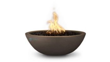 The Outdoor Plus 27_quot; Sedona Concrete Fire Bowl | 12V Electronic Ignition - Natural Gas | Chocolate | OPT-27RFOE12V-CHC-NG
