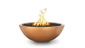 The Outdoor Plus 27" Sedona Concrete Fire Bowl | 12V Electronic Ignition - Natural Gas | Copper | OPT-27RFOE12V-MCP-NG