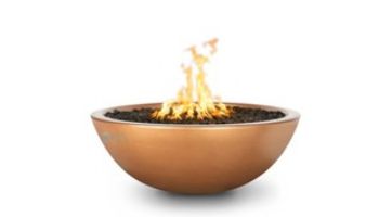 The Outdoor Plus 27" Sedona Concrete Fire Bowl | 12V Electronic Ignition - Natural Gas | Natural Gray | OPT-27RFOE12V-NGY-NG