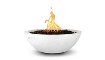 The Outdoor Plus 27_quot; Sedona Concrete Fire Bowl | 12V Electronic Ignition - Natural Gas | Limestone | OPT-27RFOE12V-LIM-NG