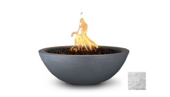 The Outdoor Plus 27" Sedona Concrete Fire Bowl | 12V Electronic Ignition - Natural Gas | Rustic White | OPT-27RFOE12V-RWH-NG