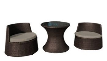 Island Retreat Oasis 3-Piece Outdoor Wicker Bistro Set | 2 Chairs & Table | Rich Brown | NU2055
