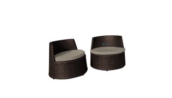 Island Retreat Oasis 3-Piece Outdoor Wicker Bistro Set | 2 Chairs & Table | Rich Brown | NU2055