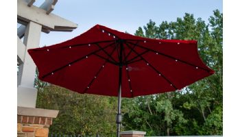 Mirage Fiesta Market Umbrella with Solar LED Lights | 9ft Octagon | Red Olefin | NU5424R