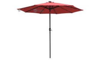 Mirage Fiesta Market Umbrella with Solar LED Lights | 9ft Octagon | Red Olefin | NU5424R