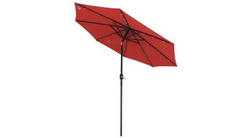 Mirage Fiesta Market Umbrella with Solar LED Lights | 9ft Octagon | Red Olefin | NU5424R