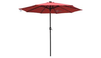 Mirage Fiesta Market Umbrella with Solar LED Lights | 9ft Octagon | Red Olefin | NU5424R