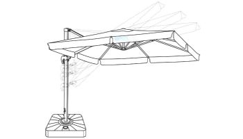 Santorini II Cantilever Umbrella with Valance | 10ft Square | Sunbrella Acrylic Black | NU6170B