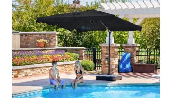Santorini II Cantilever Umbrella with Valance | 10ft Square | Sunbrella Acrylic Black | NU6170B