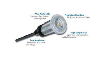 J&J Electronics PureWhite VU Nicheless LED Pool and Spa Light Fixture | 20W 12V 30' Cord | LPL-R2W-12-30 25049