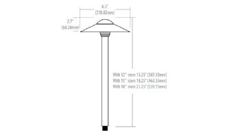 Sollos Dome Hat LED Path Light Fixture | 8.3" Hat 15" Stem | Arquitectural Aluminum - Textured Black | PDO083-TB-15 915028