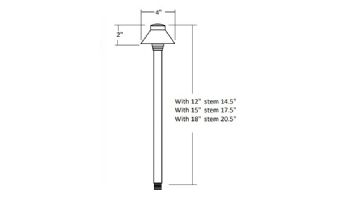 Sollos Traditional Hat LED Path Light Fixture | 4" Hat 12" Stem | Stainless Steel | PTH040-SS-12 915562