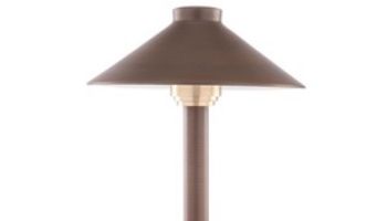 Sollos Traditional Hat LED Path Light Fixture | 7.5_quot; Hat 12_quot; Stem | Natural Metal - Antique Brass | PTH075-AB-12 915508