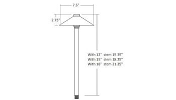 Sollos Traditional Hat LED Path Light Fixture | 7.5" Hat 15" Stem | Natural Metal - Antique Brass | PTH075-AB-15 915511