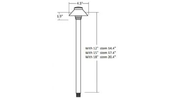 Sollos Straight Hat LED Path Light Fixture | 4" Hat 12" Stem | Arquitectural Aluminum - Textured Black | PSH040-TB-12 913021