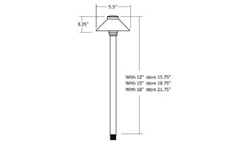 Sollos Straight Hat LED Path Light Fixture | 5.5" Hat 12" Stem | Arquitectural Aluminum - Textured Black | PSH055-TB-12 910021