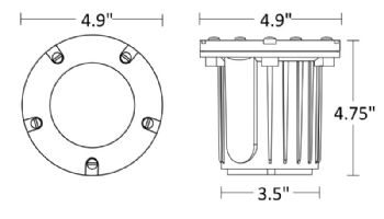 Sollos Inground LED Light Fixture with Trim Ring | 5" Natural Metal - Composite Black | IGT049-CB 996100
