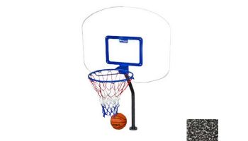 Global Pool Products Heavy Duty Basketball Set | 12" Offset with Net & Ball | Silver Vein Frame | No Anchors | GPPOTE-HDBBS-SV