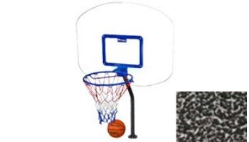 Global Pool Products Heavy Duty Basketball Set | 12" Offset with Net & Ball | Silver Vein Frame | No Anchors | GPPOTE-HDBBS-SV