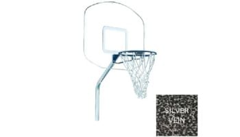 Global Pool Products Heavy Duty Basketball Set | 12" Offset with Net & Ball | Silver Vein Frame | No Anchors | GPPOTE-HDBBS-SV