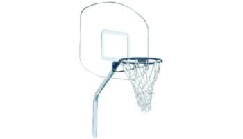 Global Pool Products Heavy Duty Basketball Set | 12" Offset with Net & Ball | Silver Vein Frame | No Anchors | GPPOTE-HDBBS-SV