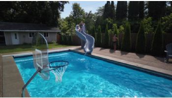 Global Pool Products Heavy Duty Basketball Set | 12" Offset with Net & Ball | Copper Vein Frame | No Anchors | GPPOTE-HDBBS-CV