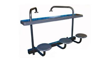 Global 3 Seat Bar Top | Silver Vein Powder Coated Frame | Gray Top | GPPOTE-3ST-SV-S