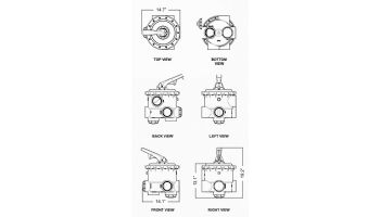 Jandy 3" Multiport Valve | Universal-Mount Threaded Port Fittings | 50 psi | BWVL-MPV-3U