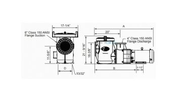 Jandy JCP Commercial Polymer Pump | 5HP 208-230/460V TEFC | Strainer Included | JCP05-3AT-S