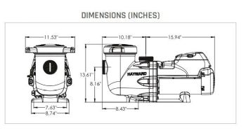 Hayward HCP 2000 Series TriStar Variable Speed G3 Commercial Self-Priming Pool Pump | 2.7HP 230V Single Phase | HCP2500VSP