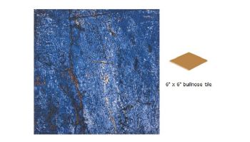 National Pool Tile Granito 6x6 Single Bullnose Tile | Bahia Blue | GRN-BAHIA SBN