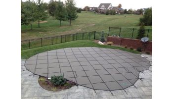 Merlin SmartMesh 15-Year Mesh Safety Cover | Rectangle 14' x 28' | 4' x 8' Center End Step | Gray | 106M-T-GY